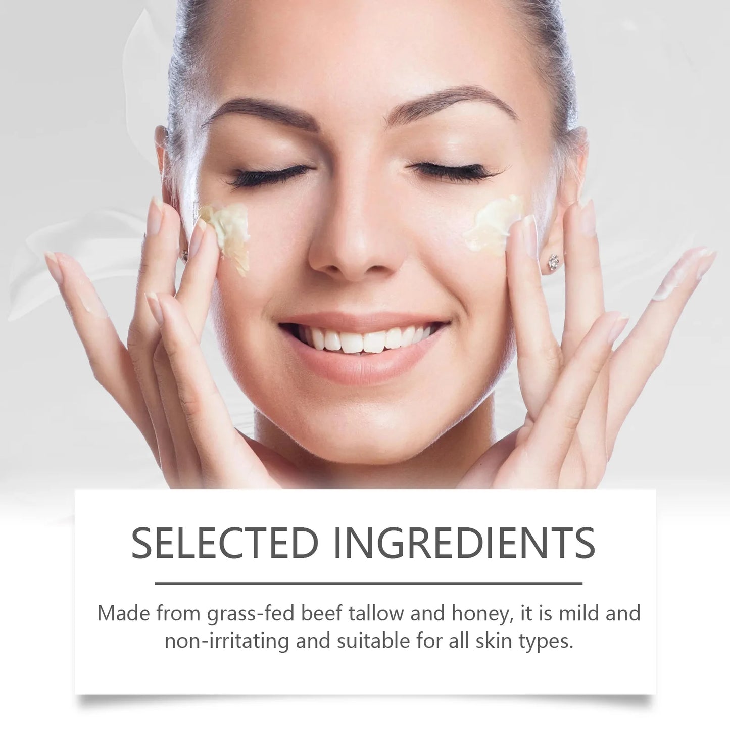Crema viso Naturale al sego di manzo, antirughe, idratante, secca, migliora il rossore, lenitiva, riparatrice, rassodante, nutriente, liscia, cura della pelle del viso