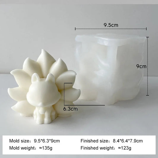 3D Nine Tailed Fox Silicone Mold Crystal Epoxy Resin Mold DIY Fox Aromatherapy Candle Plaster Pendulum Mould Soap Candle Making