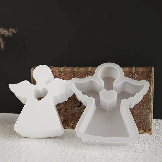 1pc Love Angel Gypsum Mold Candle Silicone Mold DIY Plaster Soap Resin Crystal Mould Gypsum Concrete Cement Casting Molds Decor