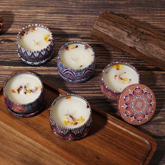7cm scented candles with flowers tin can fragrance handmade scented candle natural soy wax home decoration