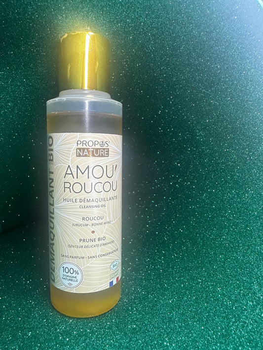 ✨ Olio Struccante Amou’ Roucou – Detersione Naturale. Con roucou e prugna bio, rimuove delicatamente trucco e impurità rispettando la pelle. Senza profumo e conservanti, lascia il viso morbido, pulito e luminoso.